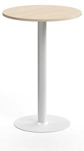 AJ Produkty Barový stůl ALVA, Ø700x1000 mm, upevnitelný, vysokotlaký laminát, bílá/bříza