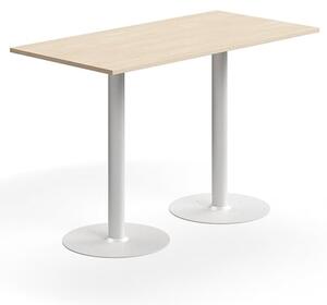 AJ Produkty Barový stůl ALVA, 1400x700x900 mm, upevnitelný, vysokotlaký laminát, bílá/bříza