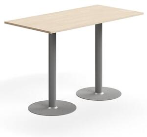 AJ Produkty Barový stůl ALVA, 1400x700x900 mm, upevnitelný, vysokotlaký laminát, stříbrná/bříza