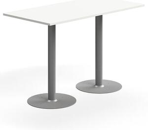 AJ Produkty Barový stůl ALVA, 1400x700x900 mm, upevnitelný, vysokotlaký laminát, stříbrná/bílá