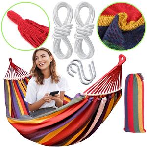 Bluegarden, závěsná houpací síť s dřevěnou oporou pro 1 osobu 90x200cm Hammock 400257, žlutá, OGR-09033