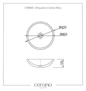 Cerano Tahia, umyvadlo na desku ⌀ 43 cm, černá, CER-CER-403380