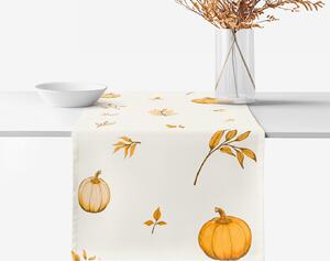 Goldea běhoun na stůl 100% bavlněné plátno - podzimní dýně a lístky 35x140 cm