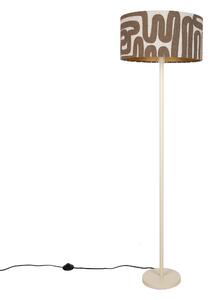 Japandi stojací lampa béžová s hnědo-béžovým pruhovaným stínidlem 50 cm - Simplo