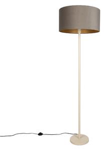 Japandi stojací lampa béžová s taupe stínidlem a zlatým vnitřkem 50cm - Simplo