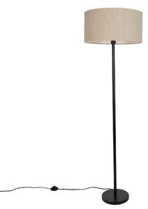 Moderní stojací lampa černá s béžovým buklé stínidlem 50 cm - Simplo