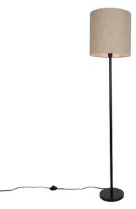 Moderní stojací lampa černá s béžovým buklé stínidlem 40 cm - Simplo