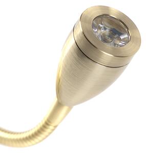 Art Deco nástěnná lampa zlatá s USB a flexibilním ramenem - Brescia Combi