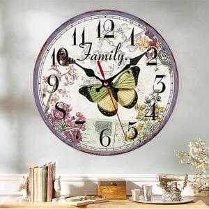 Živá Zeď Dřevěné nástěnné hodiny Motýl