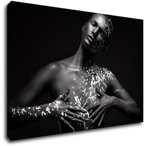 Impresi Obraz Portrét ženy černo stříbrný - 90 x 60 cm