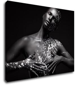 Impresi Obraz Portrét ženy černo stříbrný - 90 x 70 cm