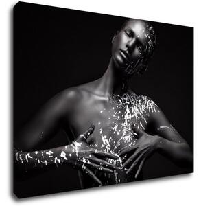 Impresi Obraz Portrét ženy černo stříbrný - 70 x 50 cm