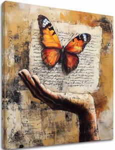 Vintage obraz Butterfly - Love Story - 60x60 cm