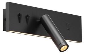 Moderní nástěnná lampa černá nastavitelná s USB-C vč. LED - Modric