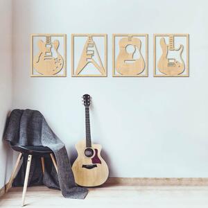 DUBLEZ | 4-dílná dřevěná nálepka na zeď - Kytary