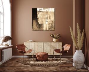 Impresi Obraz Abstrakt béžovo zlatý čtverec - 40 x 40 cm
