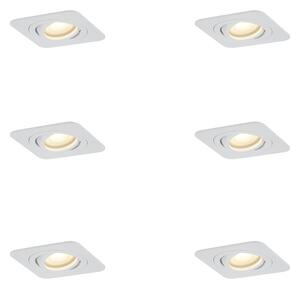 Sada 6 kulatých zapuštěných bodových svítidel bílá GU10 50mm otočná a naklápěcí IP44 - Alberto