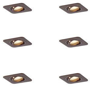 Sada 6 kulatých zapuštěných bodových svítidel tmavě bronzová GU10 50mm IP44 - Alberto