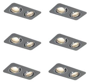Sada 6 kulatých zapuštěných bodových svítidel Gunmetal GU10 50mm nastavitelná IP44 2-světla - Alberto