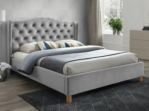 Manželská postel ASPEN Velvet | 160x200 cm Barva: Světle šedá / Bluvel 03