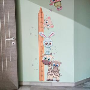 INSPIO-textilní přelepitelná samolepka - Dětský metr na zeď - Zvířátka CUTE2 - 150 cm
