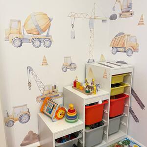 INSPIO-textilní přelepitelná samolepka - Dětské samolepky na zeď pro kluky - Stavební stroje