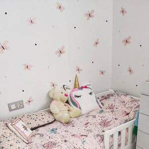 INSPIO-textilní přelepitelná samolepka - Dětské samolepky na zeď - Růžoví motýlci
