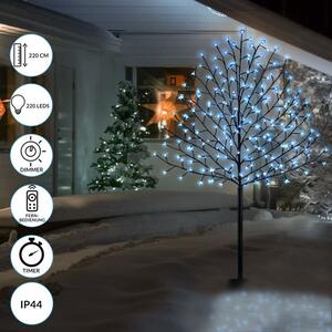 Monzana Svítící vnitřní/venkovní LED stromek 220 cm, studená bílá, dálkové ovládání