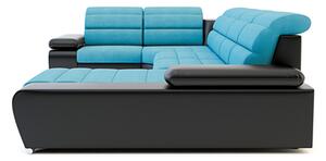 Rohová sedačka černo-modrá KORFU II pravá