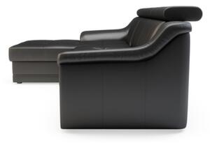 Černá kožená rohová sedačka ALBA levá