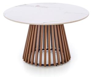 Konferenční stolek CARINA pr. 80 cm hnědá/bílá/dekor mramoru