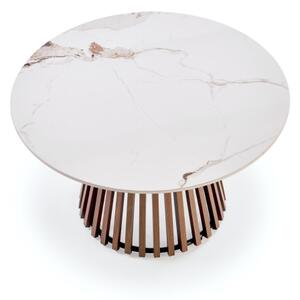Konferenční stolek CARINA pr. 80 cm hnědá/bílá/dekor mramoru