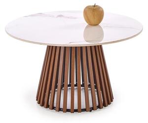 Konferenční stolek CARINA pr. 80 cm hnědá/bílá/dekor mramoru