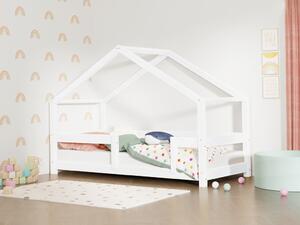 Dětská postel domeček LUCKY s pevnou bočnicí - Bílá, Rozměr: 120x200 cm