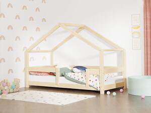 Dětská postel domeček LUCKY s pevnou bočnicí - Nelakovaná, Rozměr: 70x160 cm