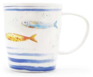 Porcelánový hrnek Easy Life Rybičky, bílo-modrý, 350 ml