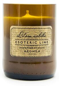 Sójová svíčka Aromka Litsea Cubeba, v pivní lahvi, citrusová vůně, hoření 23 hodin