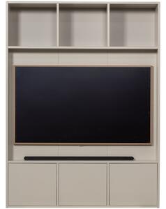 WOOOD Světle šedá dřevěná TV stěna Meggy 215 x 160 cm