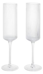 Ferm Living Sklenice na šampaňské Ripple Flutes set 2 ks, clear