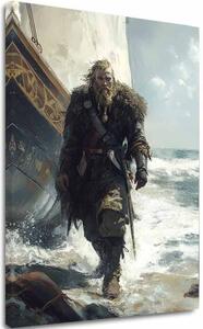 Obraz na plátně Viking na pobřeží - historický motiv - 60x90 cm