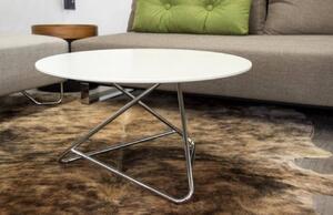 Bílý lakovaný konferenční stolek Softline Tribeca 90 cm s chromovou podnoží
