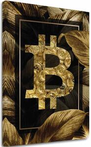 Obraz na plátně Zlatý BITCOIN - Moderní kryptomotiv - 60x90 cm