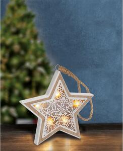 LED vánoční hvězda, dřevěný dekor, 6LED, teplá bílá, 2x AAA 1V45-S