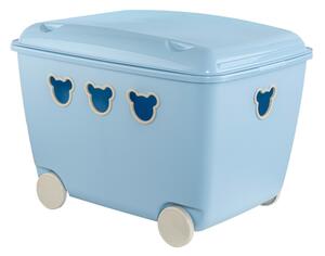 Modrý box na hračky TEDDY s kolečky, 55 l