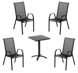IWHome Jídelní set REUS antracit + 4x židle VALENCIA 2 černá IWH-10150040