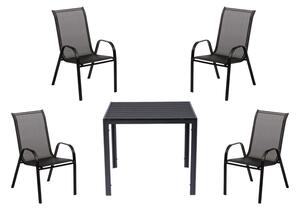 IWHome Jídelní set VIGO M antracit + 4x židle VALENCIA 2 černá