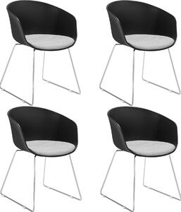 Tectake Čalouněné plastové židle s područkami Logart - Sada 4 kusů