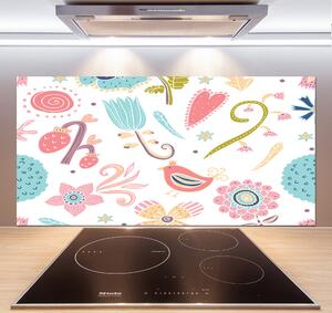 Panel do kuchyně Květiny a ptáci pksh-63656214