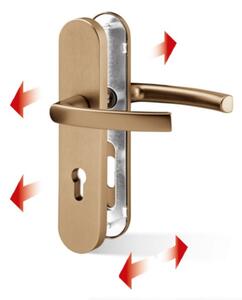 AC-T SERVIS Prodlužovací sada pro bezpečnostní kování VIKING bronz - pro tloušťku dveří do 90 mm Provedení štítu: Koule/klika - pravá