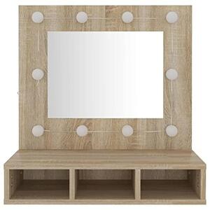 Zrcadlová skříňka s LED osvětlením, Imitace "Sonoma dub", rozměry 60 x 31,5 x 62 cm. Zrcadlová skříňka do koupelny s osvětlením. Zrcadlové skříňky do koupelny. Zrcadlo do koupelny, skříňka